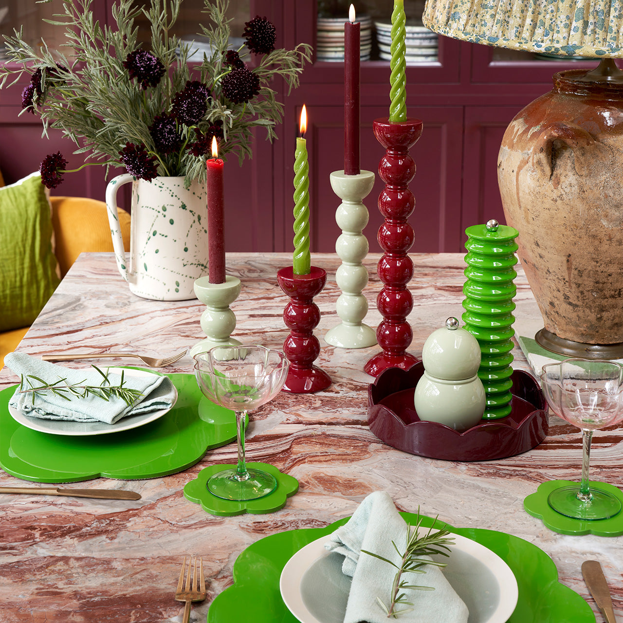Medium Cherry Bobbin Candlestick - 14cm