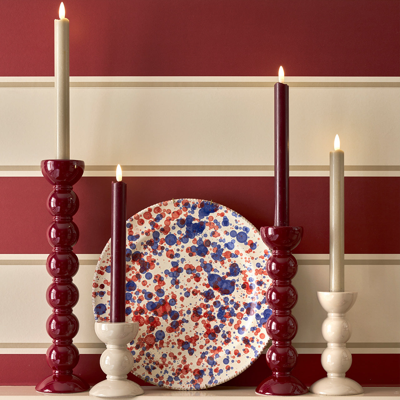Small Cappuccino Bobbin Candlestick - 10cm