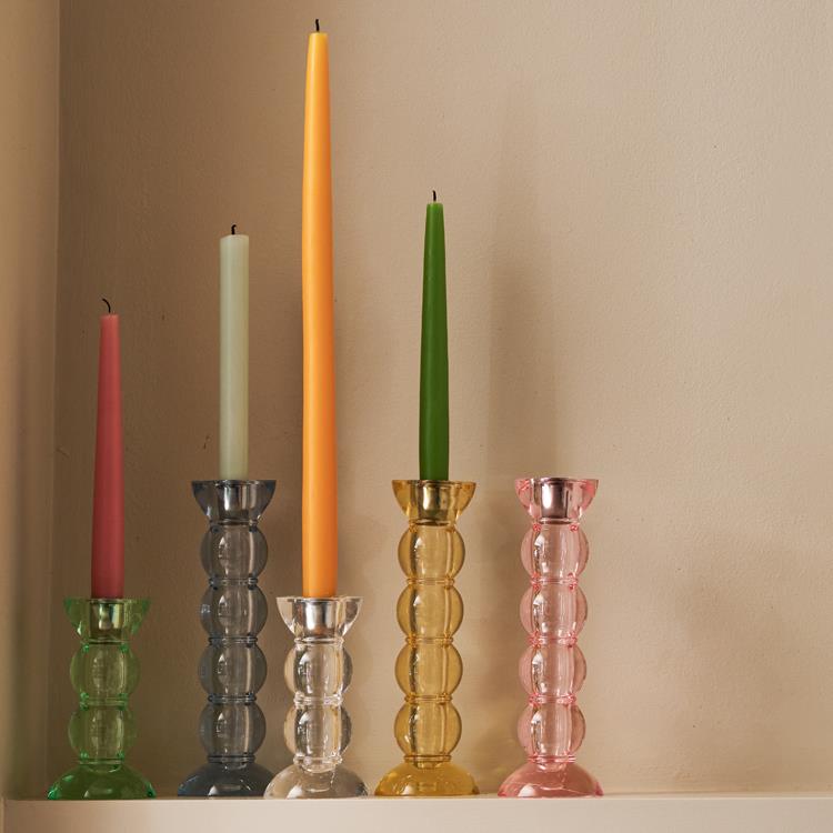 Icy Bobbin Candlestick Pink 23cm