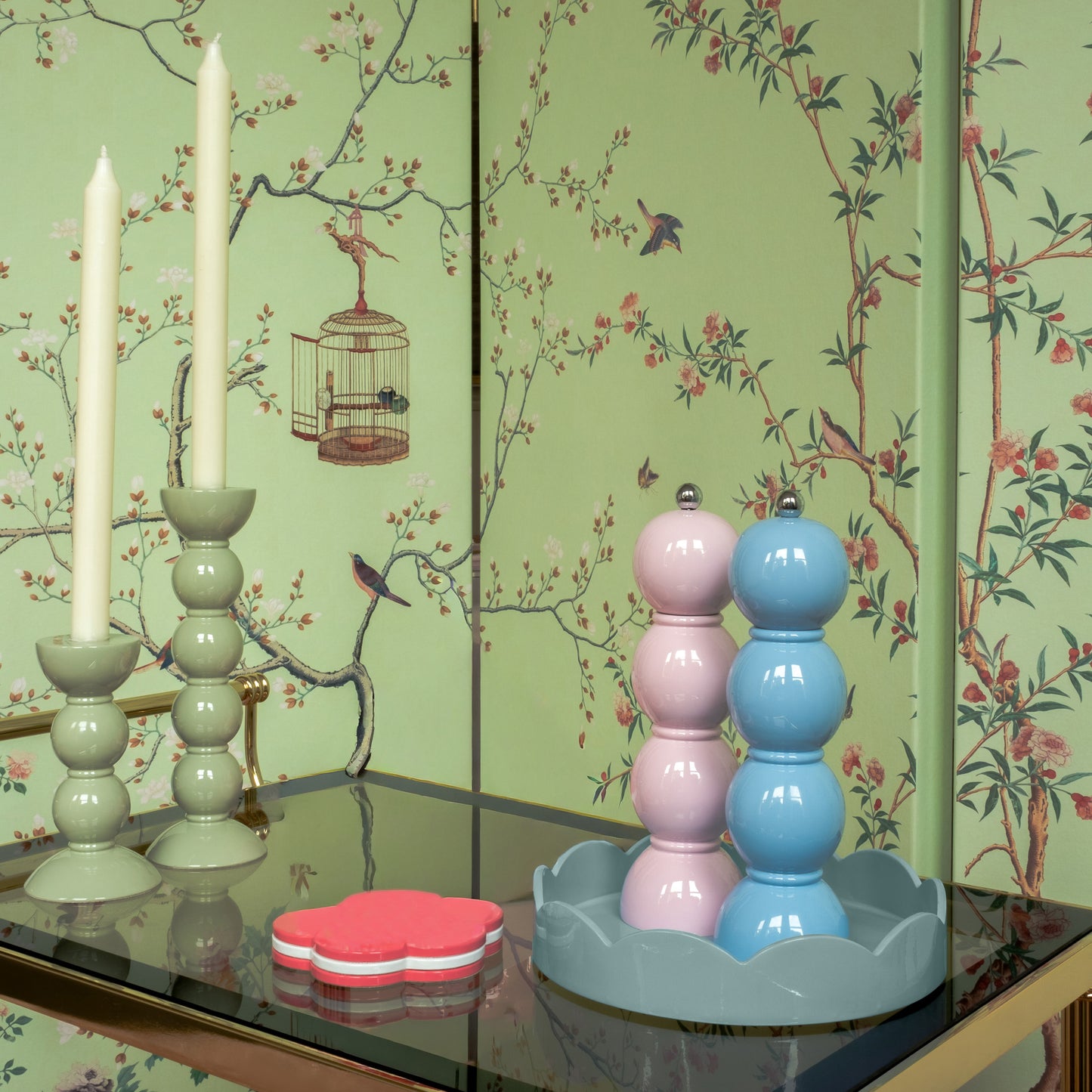 Pale Denim Blue Small Round Scallop Tray