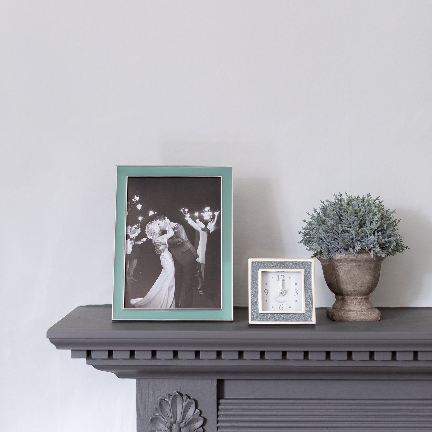 Grey Shagreen Square Alarm Clock