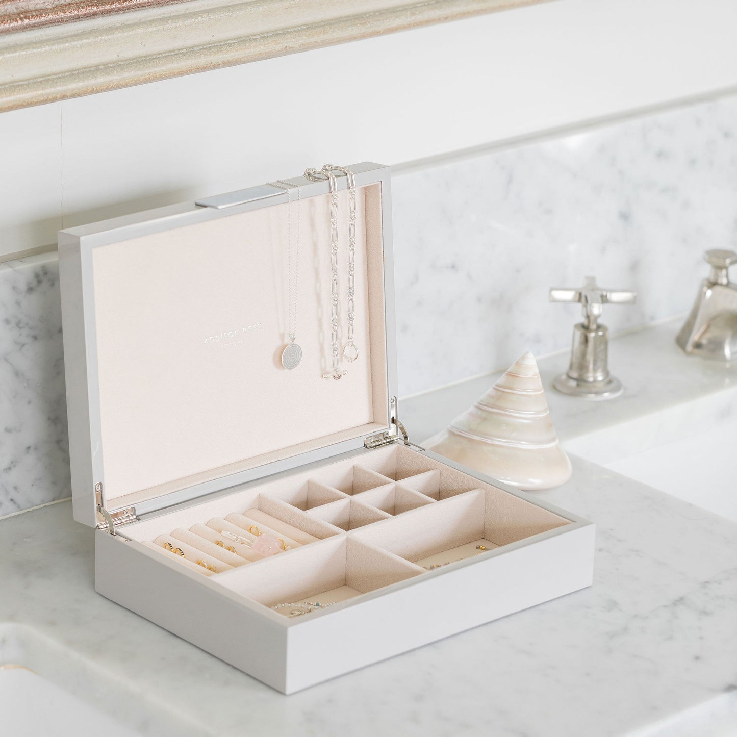 Large Chiffon Jewellery Box with Silver