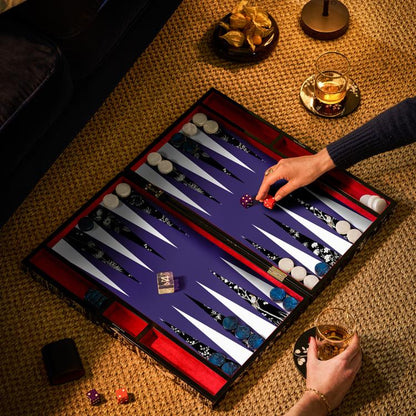 Lacquer Backgammon Set Black Chinoiserie