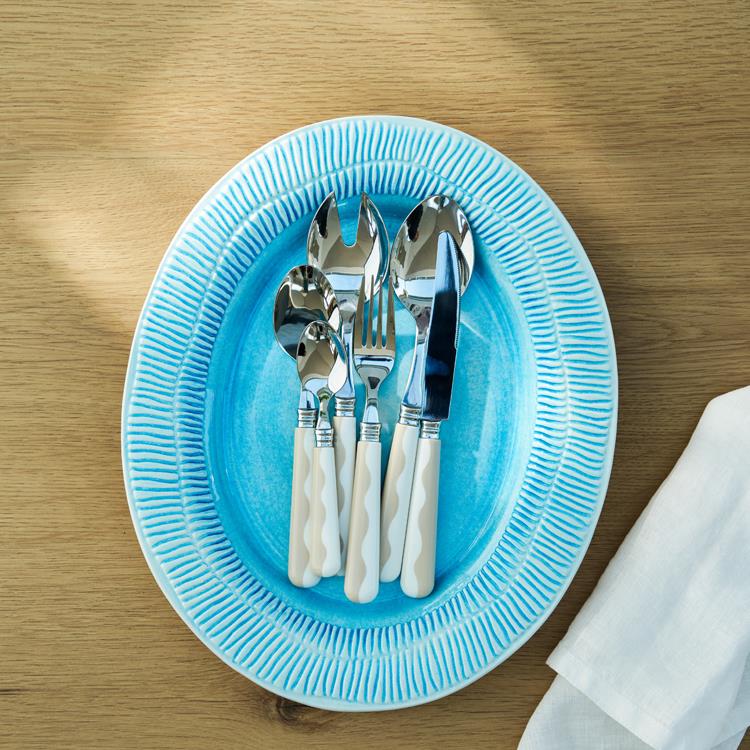 Wave Cutlery - Cappuccino & White (16‑Piece Set)