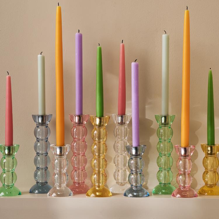 Icy Bobbin Candlestick Green 23cm