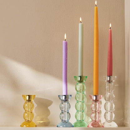 Icy Bobbin Candlestick Pink 14cm