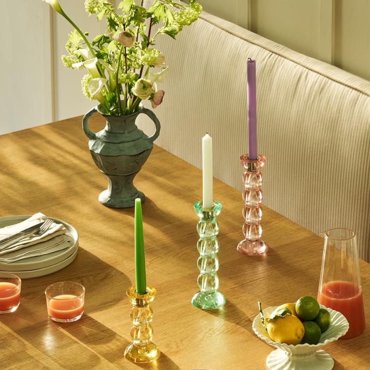 Icy Bobbin Candlestick Green 23cm