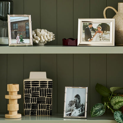 Wide Bamboo Silver Plated Photo Frame