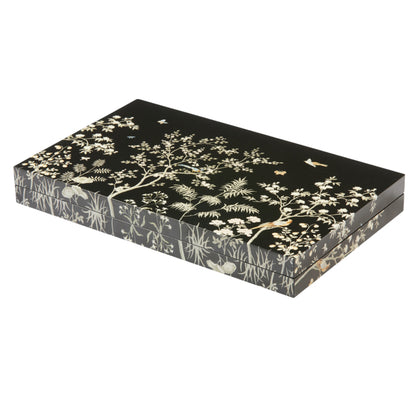 Lacquer Backgammon Set Black Chinoiserie