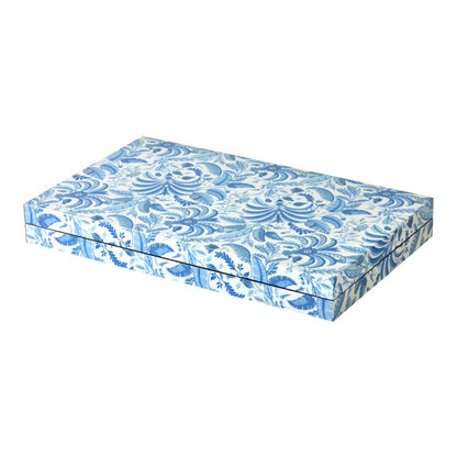 Palm Beach Blue Lacquer Backgammon Set