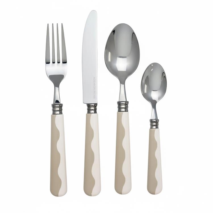 Wave Cutlery - Cappuccino & White (16‑Piece Set)