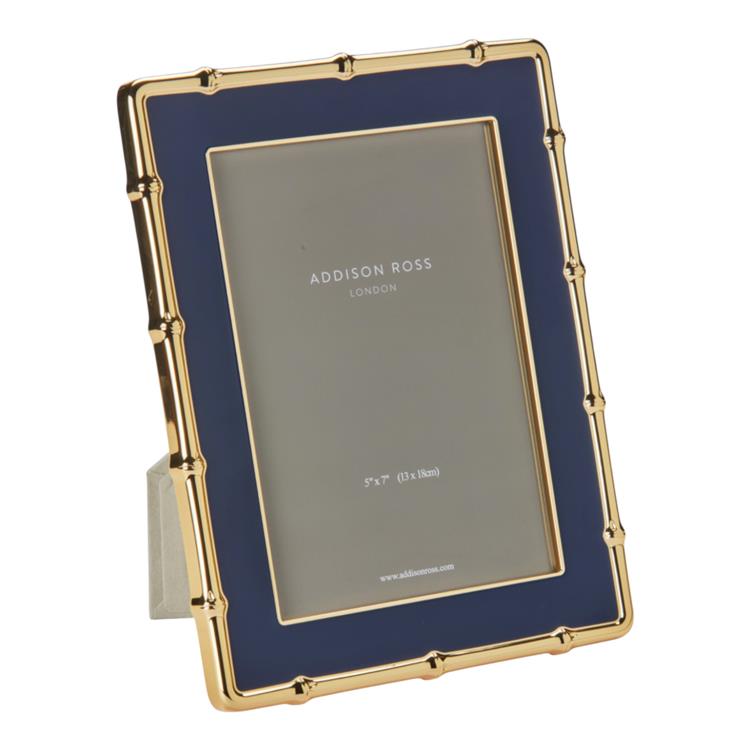 Navy & Gold Bamboo Enamel Photo Frame