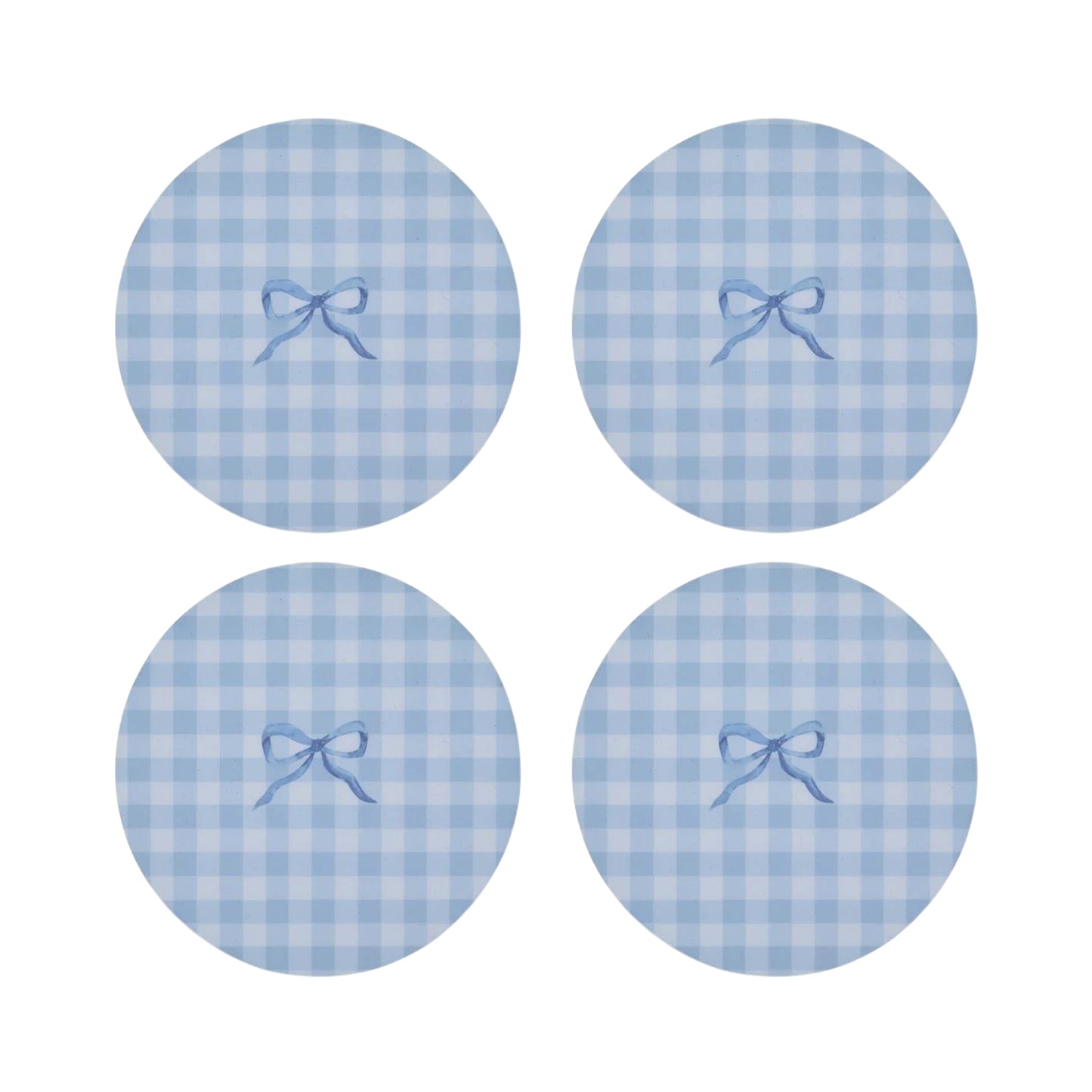 Blue Gingham Coasters- Set of 4