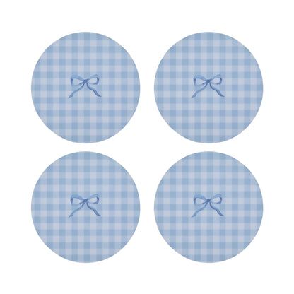 Blue Gingham Coasters- Set of 4