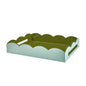 Two-Tone Scallop Tray Eau De Nil & Khaki 43 x 33cm Lacquer