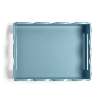 Orange & Chambray Lacquered Scallop Medium Two-Tone Tray