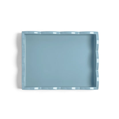 Orange & Chambray Lacquered Scallop Small Two-Tone Tray