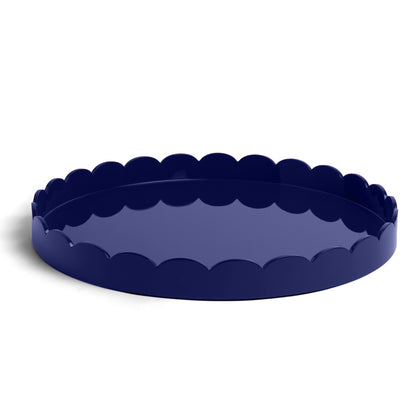 Navy Round Large Lacquered Scallop Tray