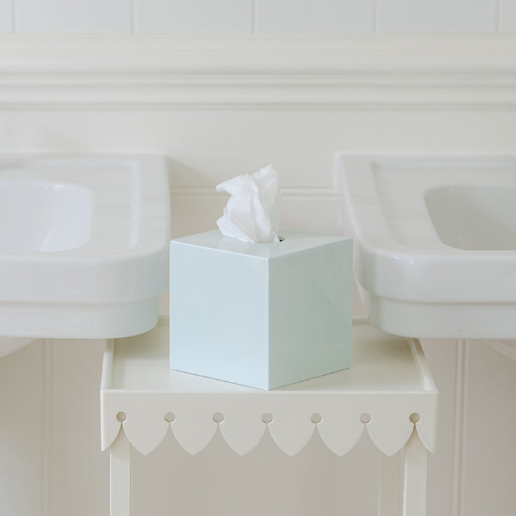 Powder Blue Square Tissue Box