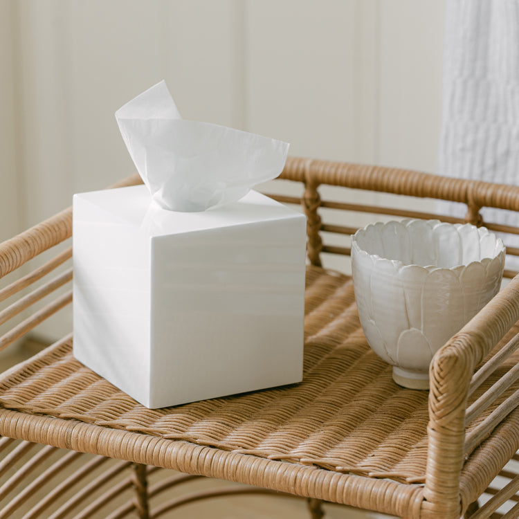 White Square Tissue Box