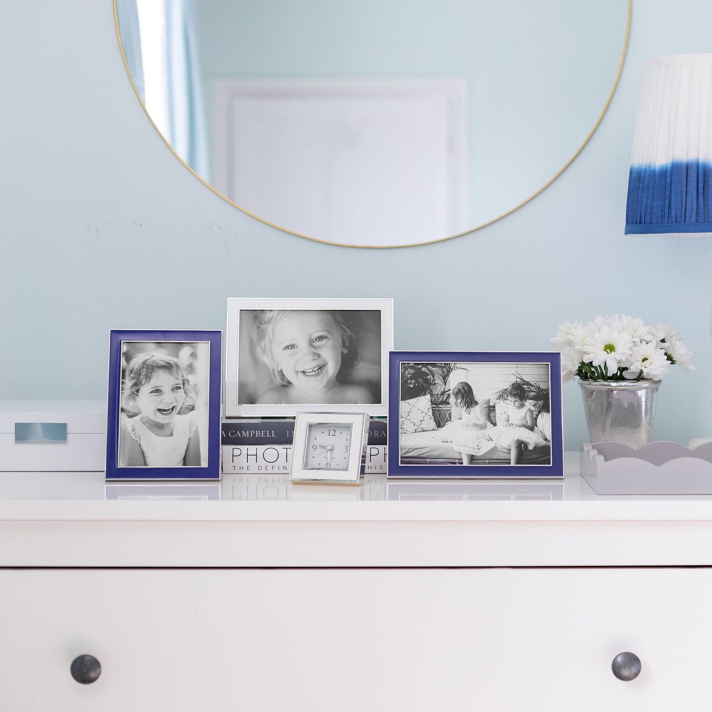 Royal Blue Enamel & Silver Frame