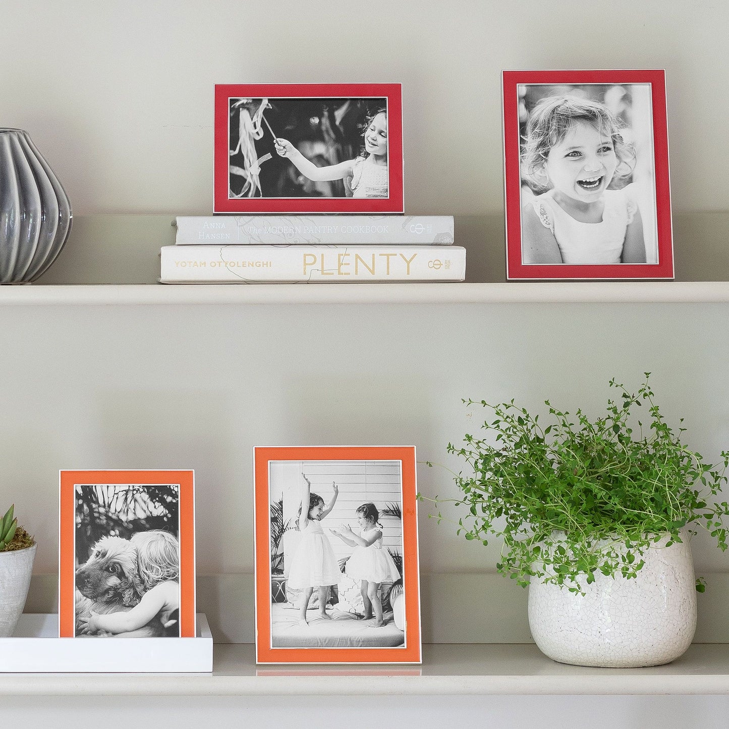 Red Enamel & Silver Frame