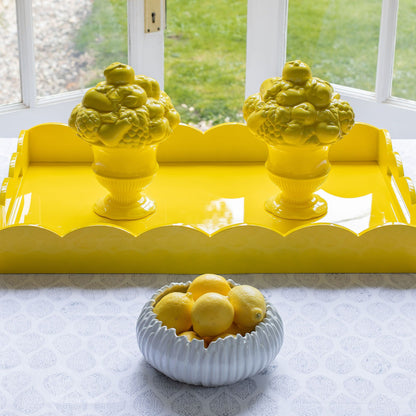 Yellow Large Lacquered Scallop Ottoman Tray