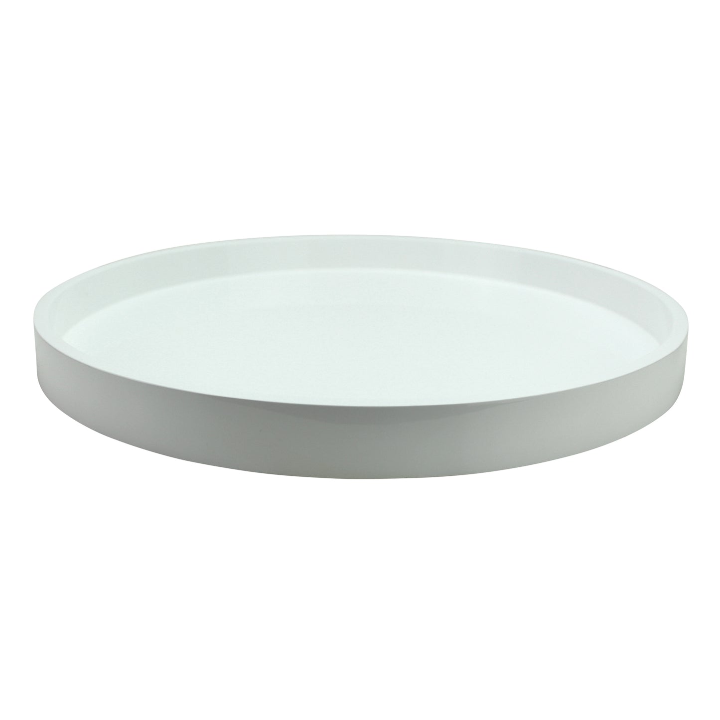 White Round Medium Lacquered Tray