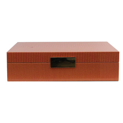 Large Orange Croc Lacquer Box with Gold
