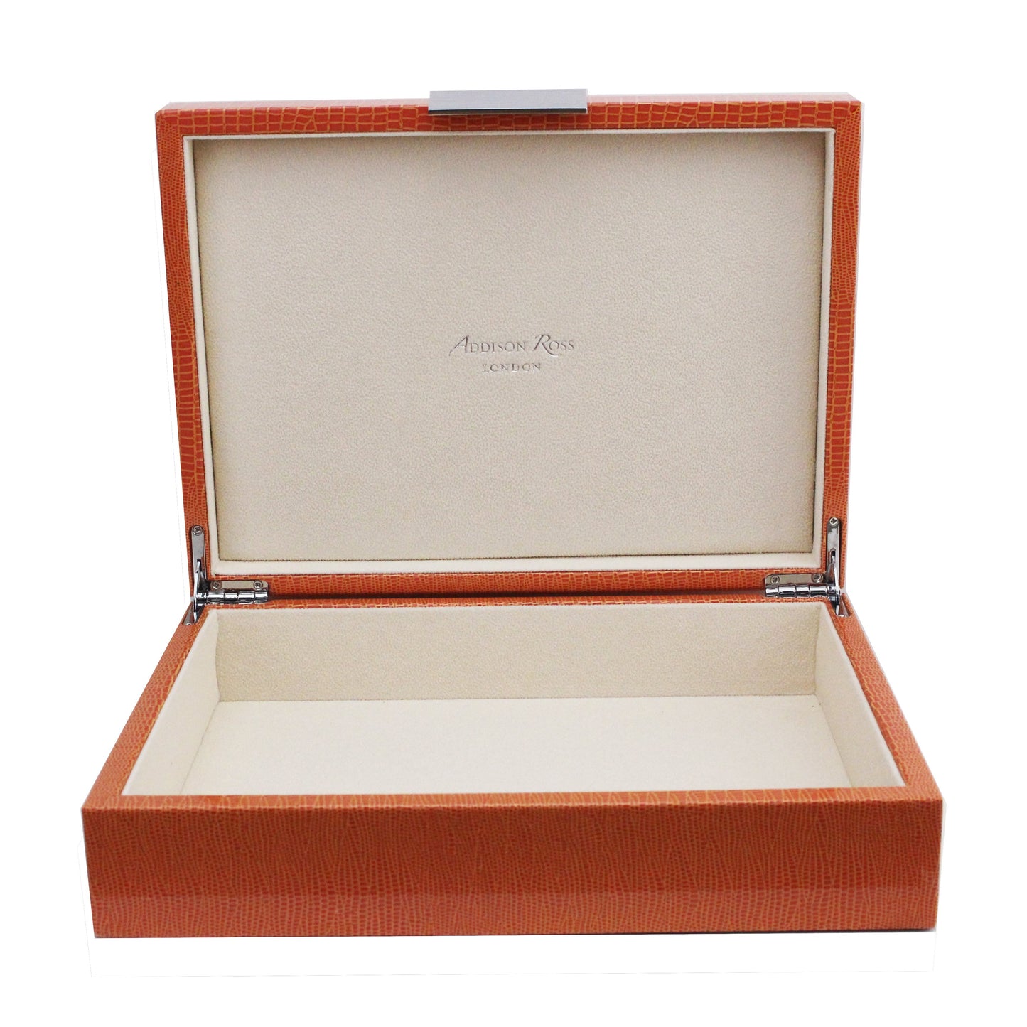 Large Orange Croc Lacquer Box with Gold