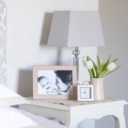 Blush Ostrich & Silver Frame